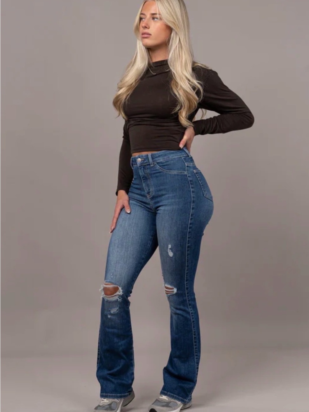 FITJEANS Flared Ripped - Sapphire Blue